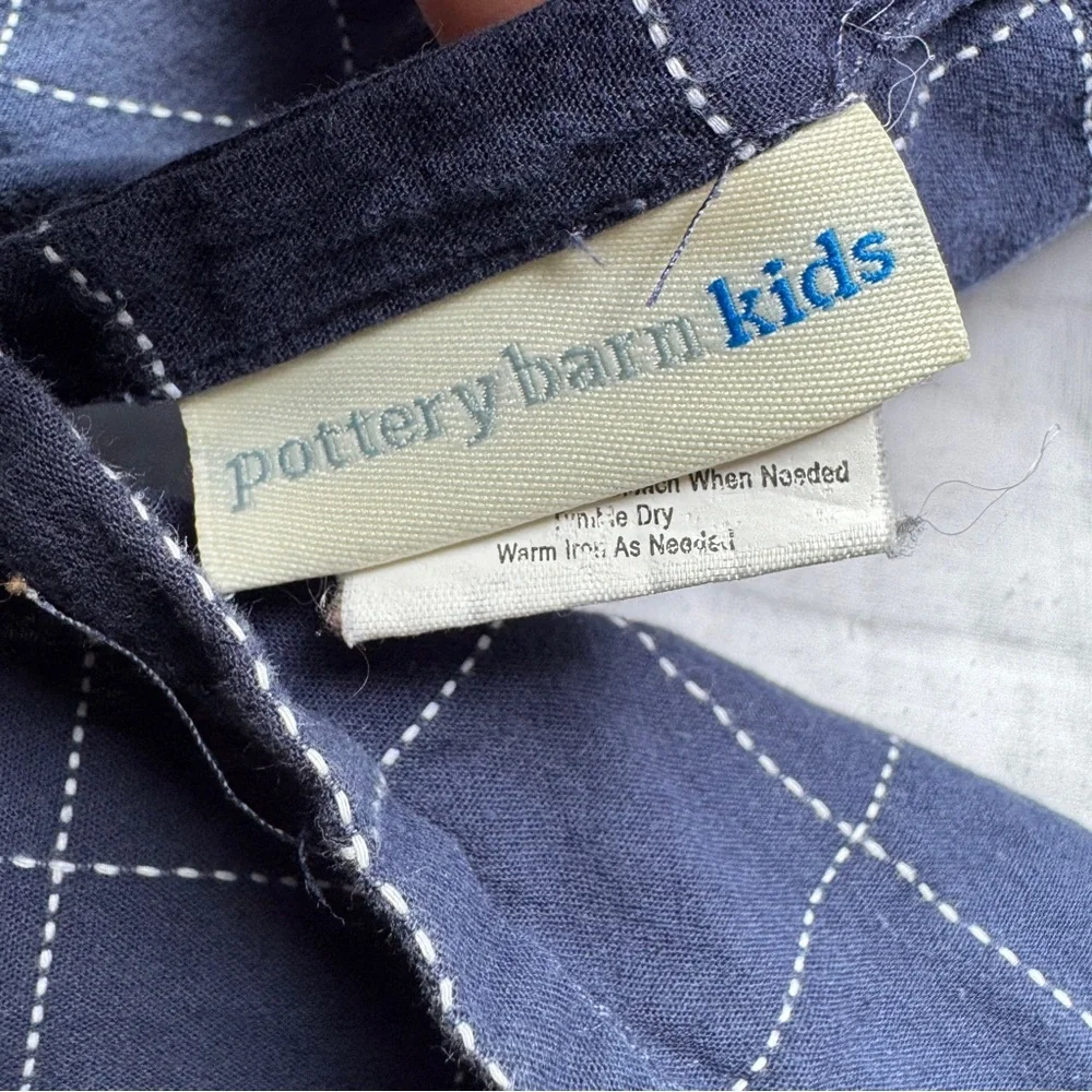 Pottery Barn Kids Quilted Pillowcase Shams Set Blue Red Plaid Patchwork Cotton